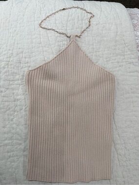 Heartloom Blush Ribbed Halter Knit Top
